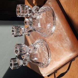 A Pair of Vintage Imperial glass Crystal Double Candlestick holders